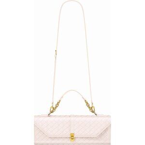 🆕Women White Woven Evening Handbag Crossbody Purse Wallet with Orange Gift Bag